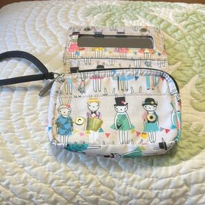 Lesportsac White and Black Bag with Whimsical Print